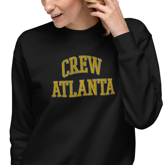 Embroidered Crew Atlanta Collegiate Sweatshirt - Black